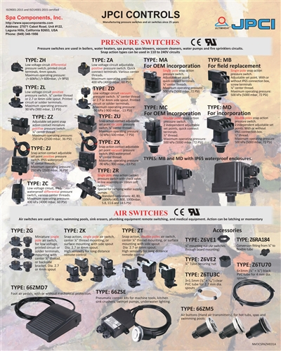 JPCI Controls - Pressure Switches - Air Switches